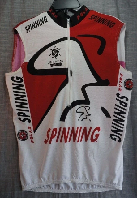 Polar Cycling Jersey Mens XL White Sleeveless Bike Spinning Made In USA Schwinn
