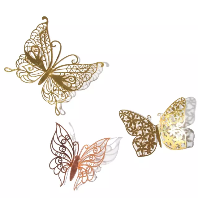 12 Pieces/Set 3D Butterfly Paper Cake Decorations For Baking Home Wall Stick BII