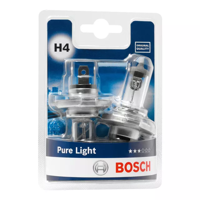 Bosch H4 Pure Light lampes de phare - 12 V 60/55 W P43t - 2 ampoules