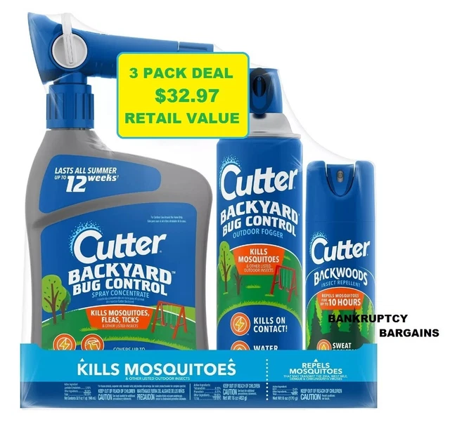 CUTTER BACKYARD BUG Control 3 Pack Hose Spray Concentrate + Fogger