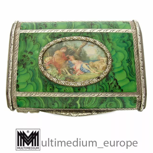 Schnupftabakdose 800 Silber Dose Emaille Miniatur Tabatiere snuff box