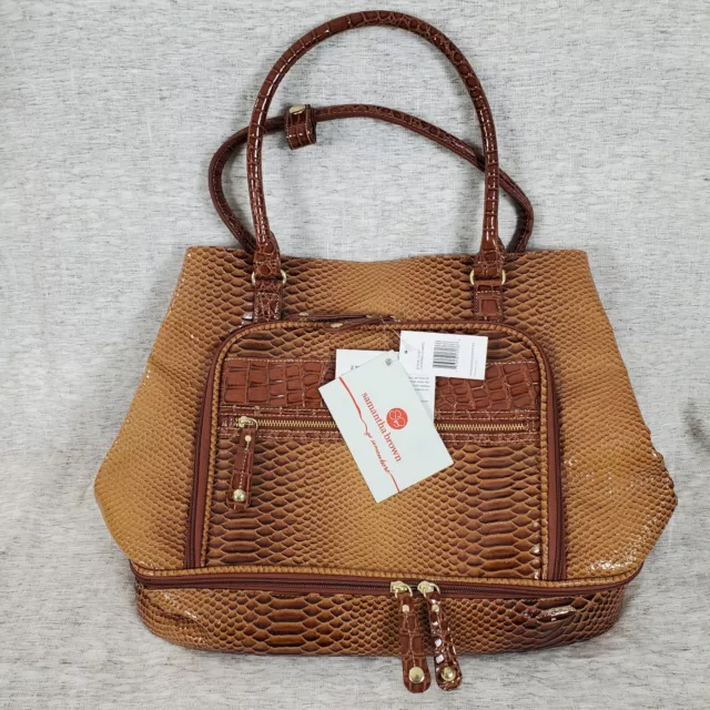 NWT Samantha Brown Croc Embossed Cooler Picnic Travel Bag Caramel/Carmel