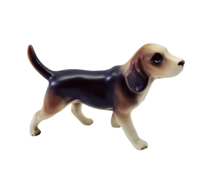 Porcelain Beagle Dog Figurine Vintage Japanese Canine Cute Tricolor READ!!