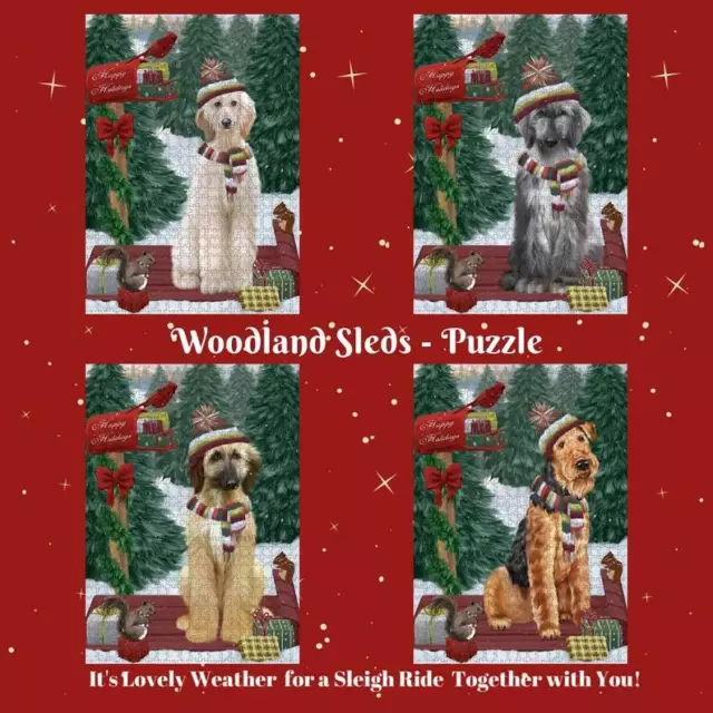 Christmas Woodland Sled Dog Cat Pet Lovers Jigsaw Puzzle with Photo Tin 1000 Pcs