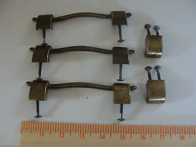 Antique Drawer Handles Pulls set of 3 (6") + 2 pull knobs metal