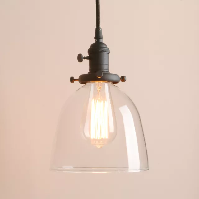 6.7" Vintage Industrial Dome Clear Glass Lamp Shade Rustic Pendant Ceiling Light