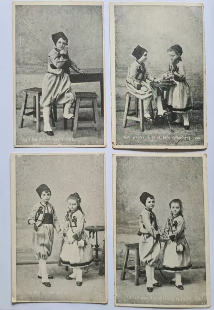 CPA lot de 4 cartes postales anciennes-ENFANTS frère et sœur- 1905- J. C. Paris.