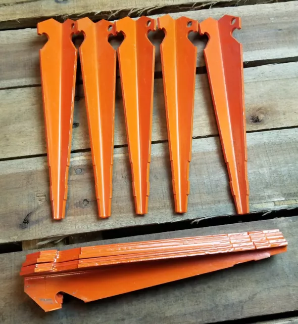 (10) US Military ARMY ORANGE Arctic Shelter Half Pup Tent Stakes 9" Aluminum NEW