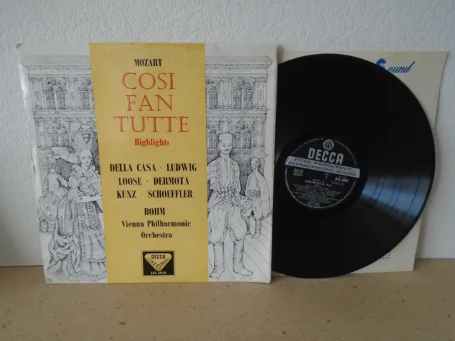 Mozart Cosi Fan Tutte - Bohm~ Vienna, Della Casa, Ludwig SXL 2058 Ed.1 EX+