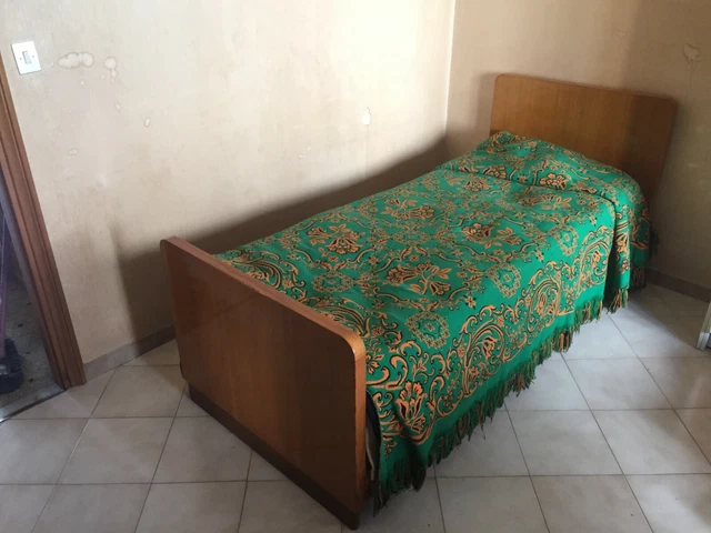 COPPIA DI LETTI anni '50 CON TESTIERA PEDIERA E LATERALI BORDI CURVI VINTAGE
