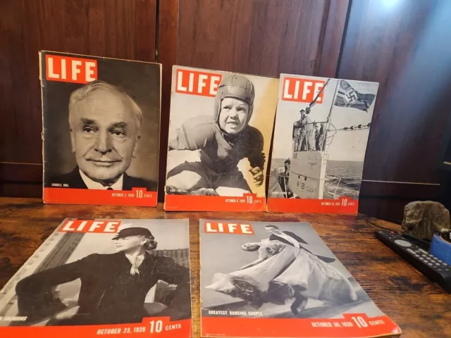 Life Magazine Lot of 5 Full Month of October 1939 2 9 16 23 30 #C