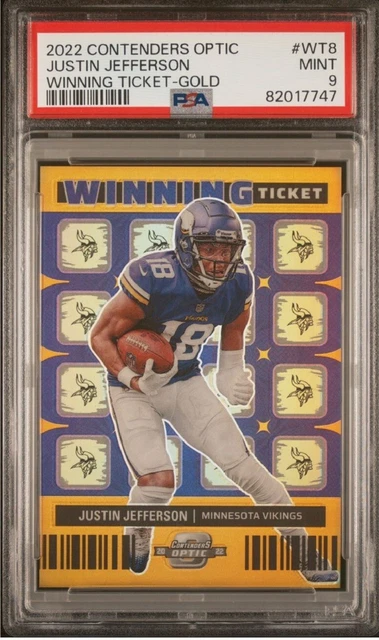 2022 Contenders Optic Justin Jefferson Winning Ticket-Gold /50 #Wt-8 Psa 9