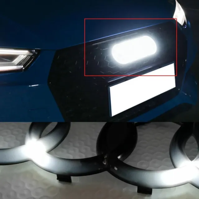 AUTO LED WHITE Light Up 4D Rings Fit Front Grill For Q5, A1, A3, A4, A5 &  A6 £51.99 - PicClick UK