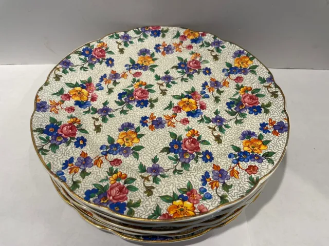 Set of 6 VTG Erphila Cheery Chintz Small Dinner Salad Plate Bavaria Germany 9”