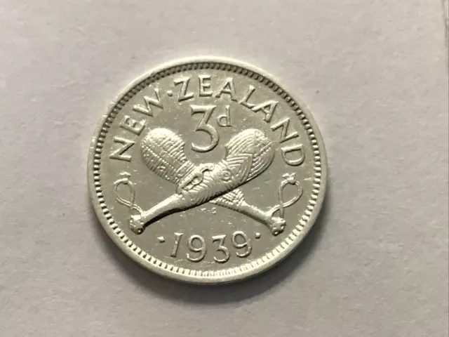 1939 New Zealand 3 Pence Silver