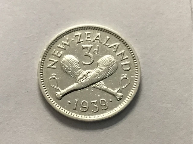 1939 New Zealand 3 Pence Silver