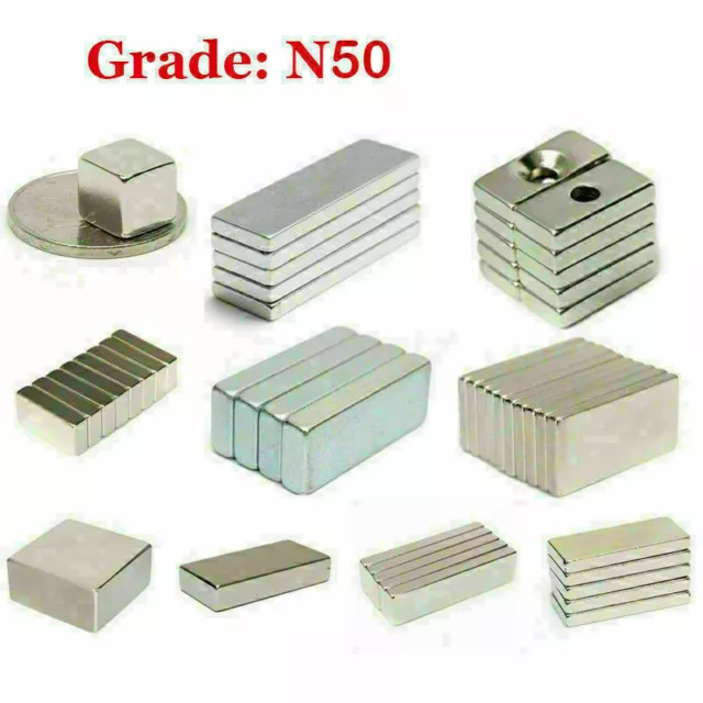 10/20/30/100Pcs N50 Neodymium Rare Block Square Strong Magnet Rare Earth Magnets