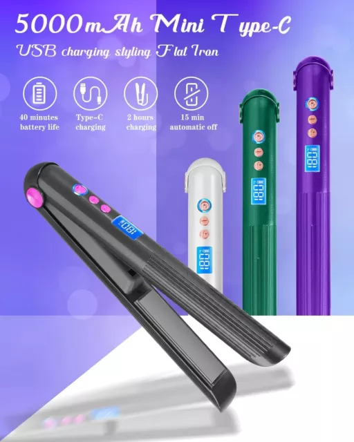 Cordless Hair Straightener Portable 2 in 1 Hair Straightener&Curler Rechargeable