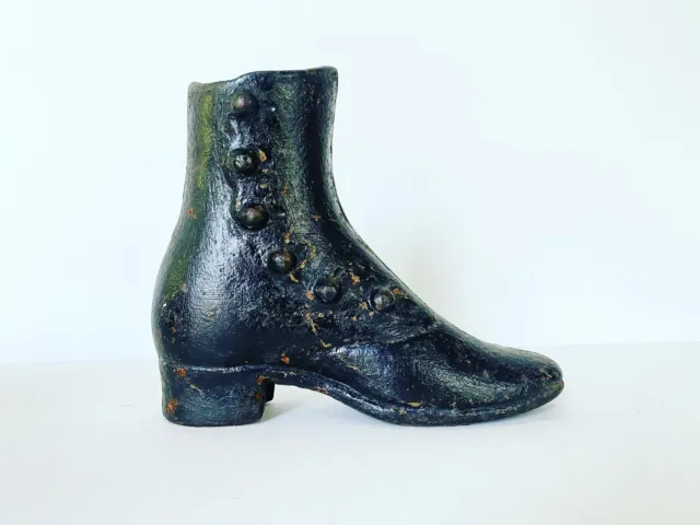 Antique Cast Iron Mannequin Button Down Victorian Shoe Boot /Lamp Advertisement