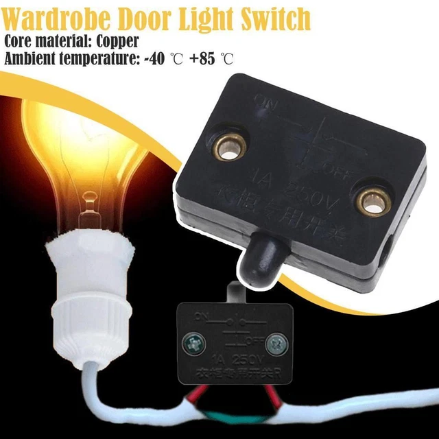 SagaSave Automatic Cabinet Light Switch - Door Activated On/Off, Push-Pull Style, For Wardrobe & Cupboard Lighting