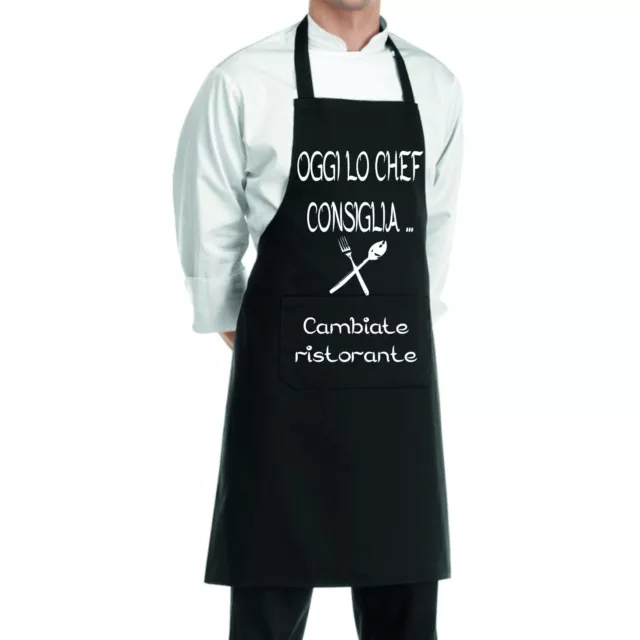 GREMBIULE CUCINA RISTORANTE cuoco lungo da chef per uomo donna con  pettorina EUR 11,90 - PicClick IT