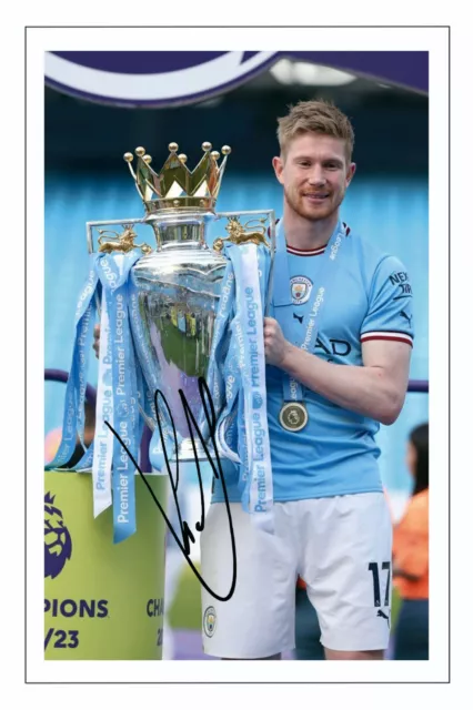 KEVIN DE BRUYNE 22/23 CHAMPIONS Signed 6X4 Autograph PHOTO Print MANCHESTER CITY