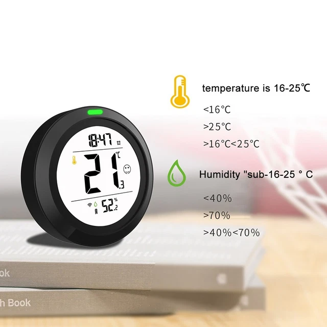 Igrometro WiFi termometro orologio rilevatore display elettronico casa fuoco aria