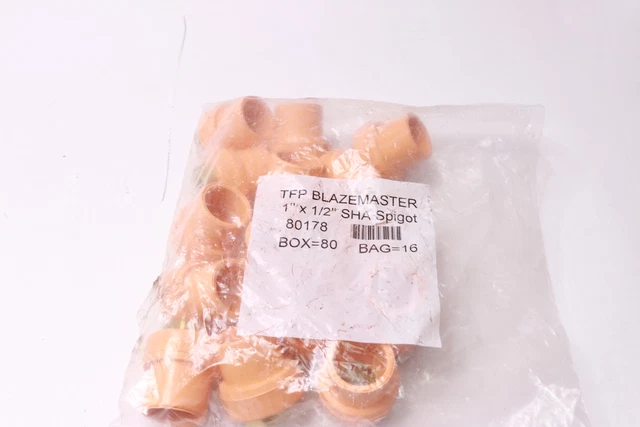 (15-Pk) TFP Blazemaster Grooved Adapter SHA Spigot Orange 1" x 1/2" 80161