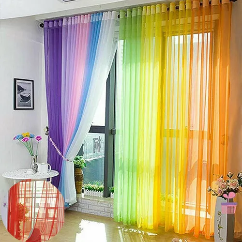 New Floral Tulle Voile Door Window Curtain Drape Panel Sheer Scarf Valances