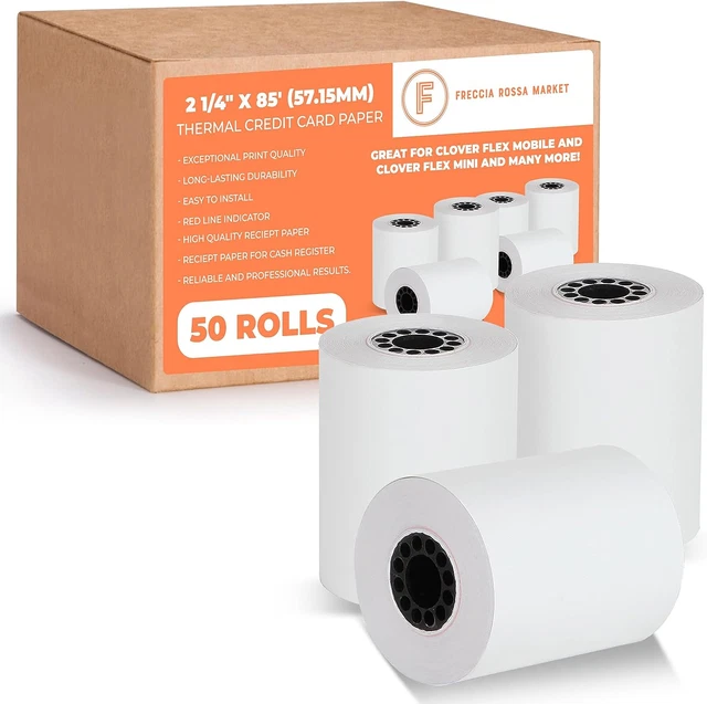 2 1/4" X 85' Thermal Credit Card Paper 50 Rolls per Box for Use in Some Verifon