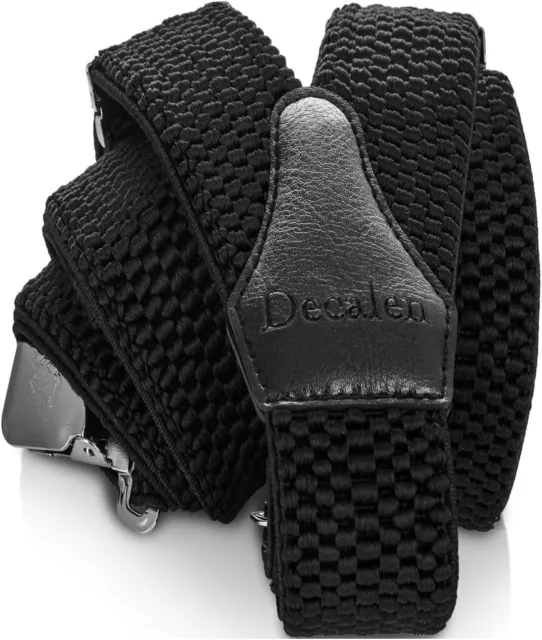 Decalen Mens Braces with Very Strong Clips Heavy Duty Suspenders One Size Fits