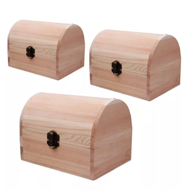 Plain Wood Wooden Hinged Storage & Christmas Eve Boxes Keepsake Boxes L/M/S