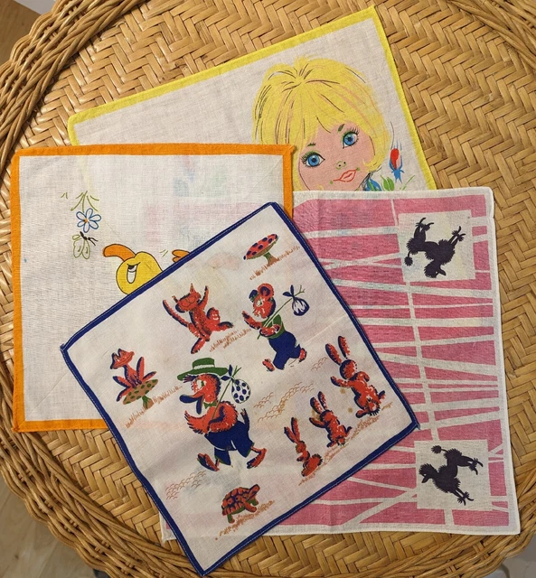 Quattro fazzoletti bambini originali vintage anni '60