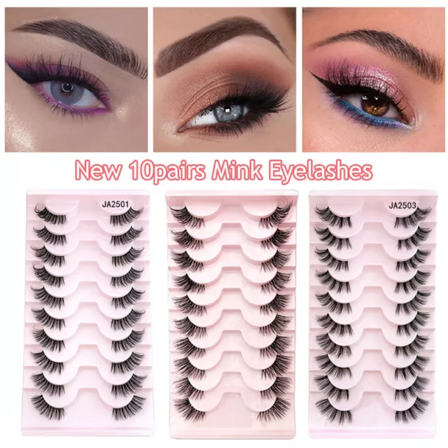 10 Paar Halb Wimpern 3D Winged Natürlich Künstliche Wimpern Wimpernverlänger ♯