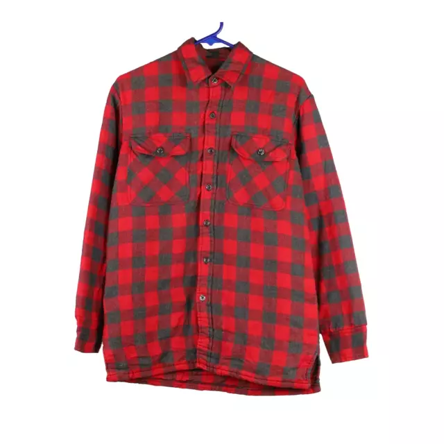Branded Lion Checked Flannel Shirt - Small Red Cotton Blend