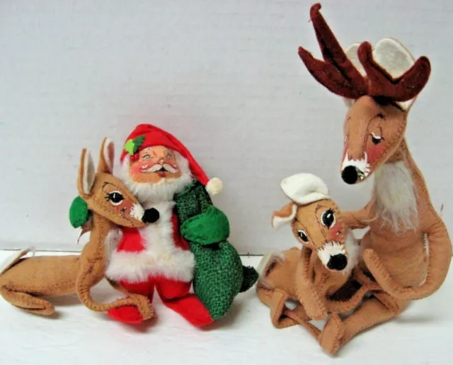 Lot 4 Annalee poseable Santa reindeer 1965 1980 1981