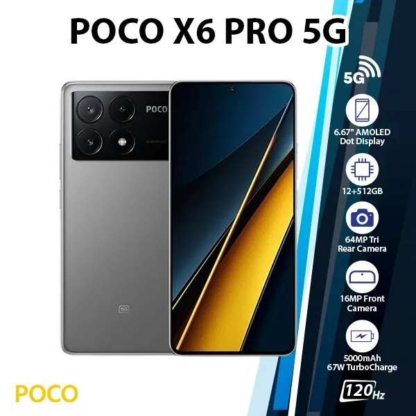 POCO X6 PRO 5G(256GB 8GBStorage) 6.67 Dual Sim Dimensity D8300 Global  Version.