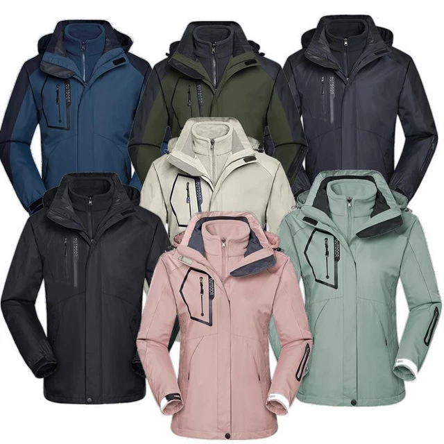 2-in-1 Womens Mens Winter Thermal Fleece Jacket Outdoor Work Skiing Snow Jacket