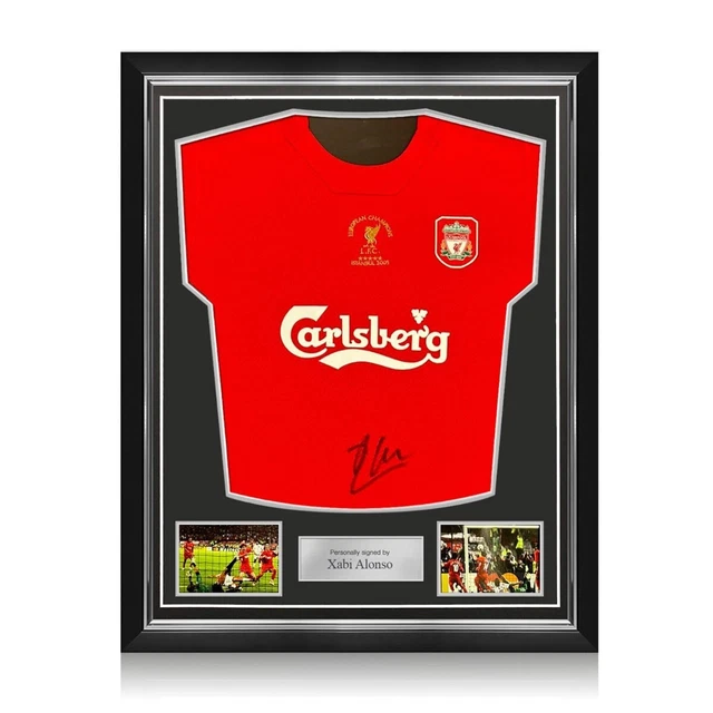 Maillot Liverpool Signé Xabi Alonso 2005 - Dos Signé, Cadre Icône, Certification Privée, Joueur Retraité