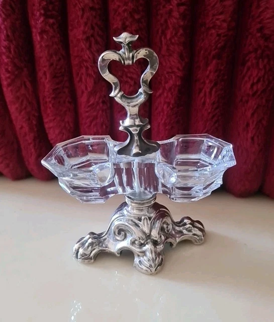 ANCIEN DOUBLE SALIÈRES En Argent Massif Et Cristal. Epoque XIX ème EUR 180,00 - PicClick FR