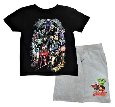 Marvel Avengers Cotone T-Shirt & Set Pantaloncini Completo Nuovo Ragazzi Size 4