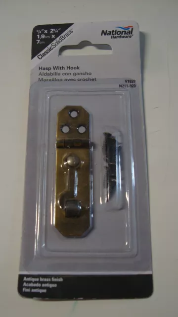 National Hardware® 3/4" x 2-3/4" Antique Brass Hasp with Hook