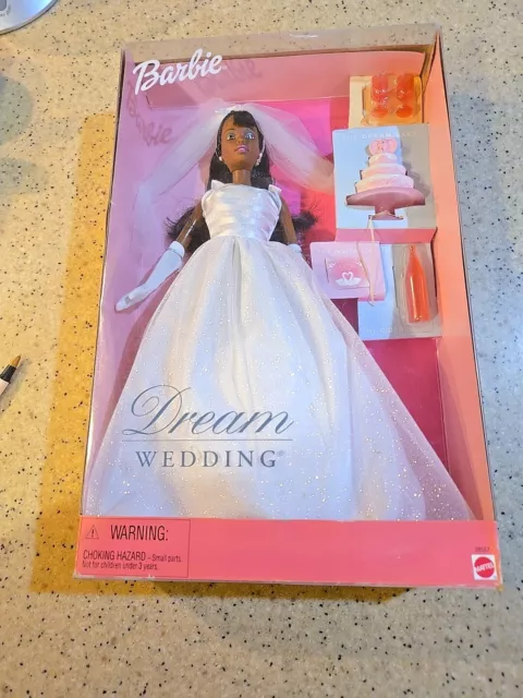 Dream Wedding  Bridal African American Barbie  with Wedding Cake