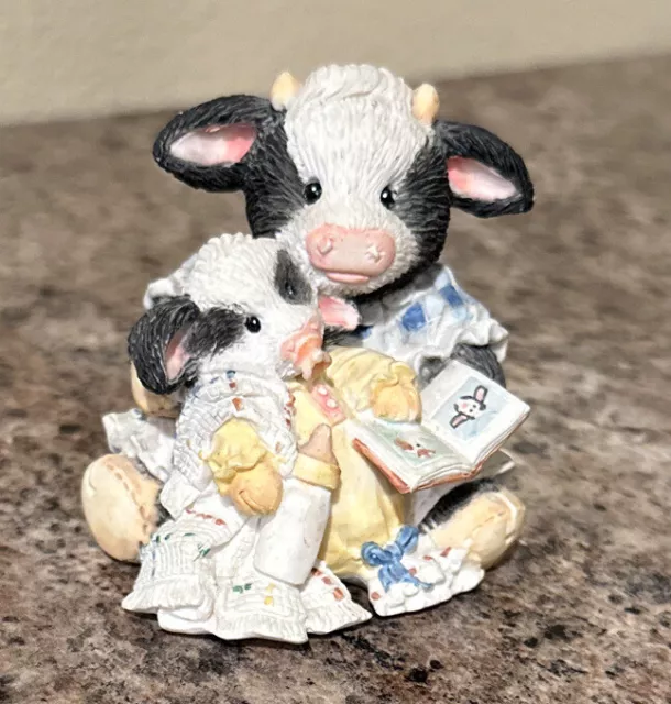 Mary's Moo Moos “Pasture Bedtime” Cowgirl Reading To Baby Cow Figurine 627763