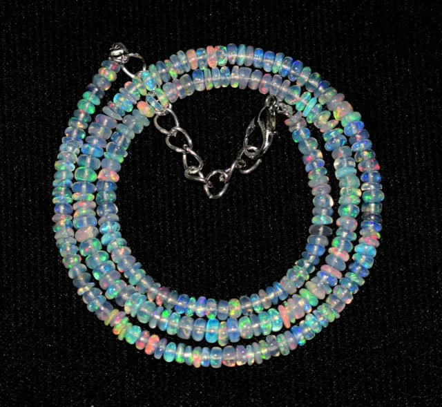 16"Natural Ethiopian Opal Welo Fire opal Loose Gemstone Beads Necklace F0683