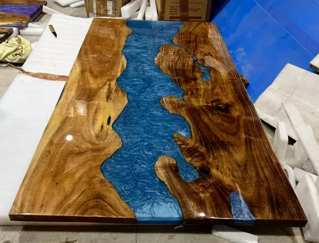 152cm x 76.2cm Fabriqué à la Main Résine Époxy en Bois Dîner Table Top -  Unique
