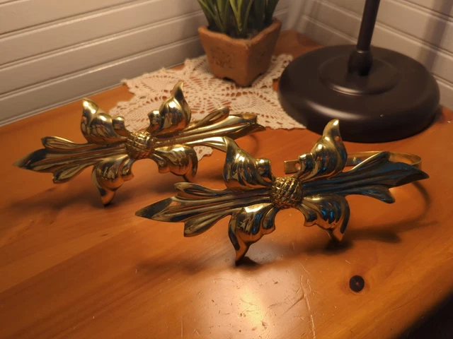 Vintage Brass Floral Filigree Curtain Tie Backs Curtain Holders Made in India