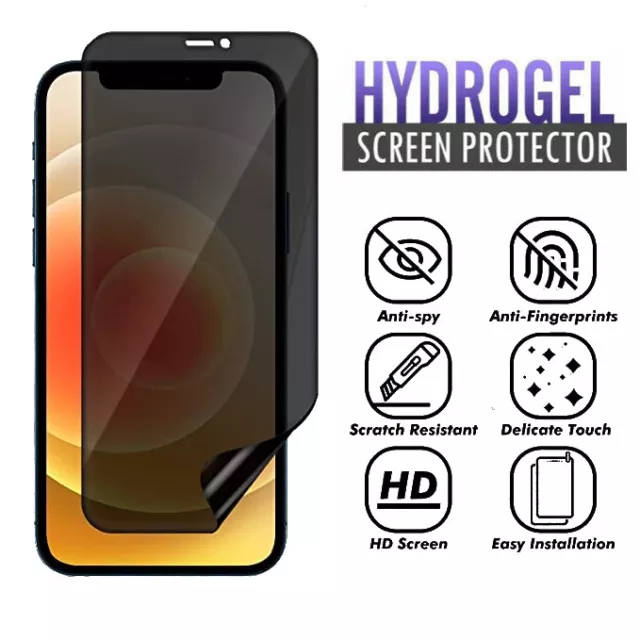2-Pack Privacy Hydrogel Screen Protector For iPhone 15 14 13 12 11 Pro Max XS XR