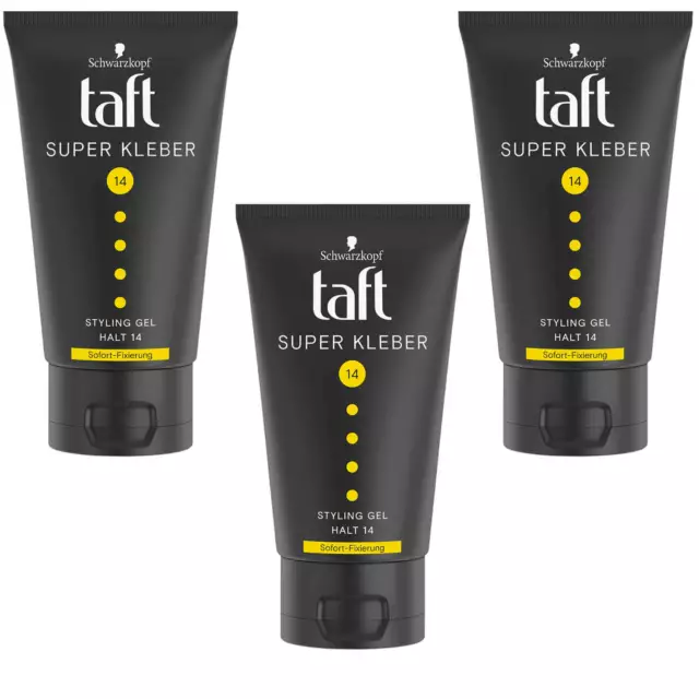 3x 150ml Schwarzkopf Taft Men Super Adhesive Styling Gel Hold 14 Now Fixation