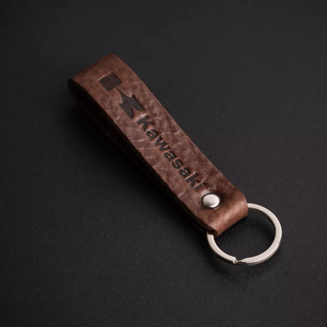 Leather Keyring suitable for Kawasaki Motorbike Italian Leather High Quality 3